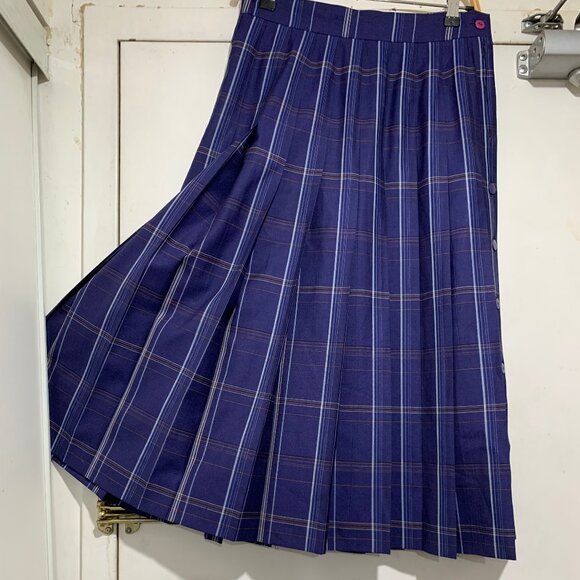 VINTAGE LAUREL MAXI WOOL PLAID PLEATED SKIRTS SIZE 28 - Picture 5 of 9
